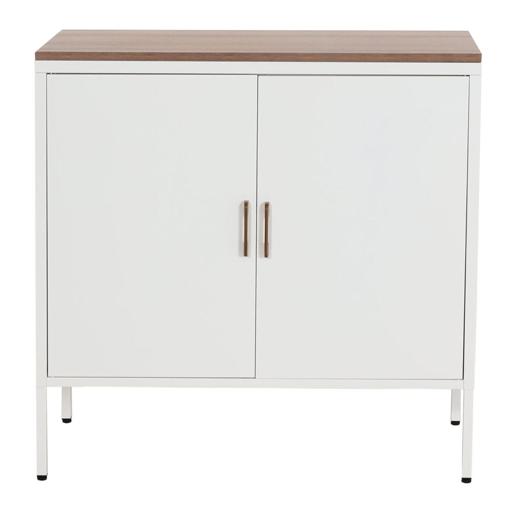 Kommode Sideboard Schrank 2 Türen Metall 90x90x40cm weiss