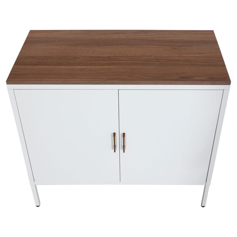 Kommode Sideboard Schrank 2 Türen Metall 90x90x40cm weiss