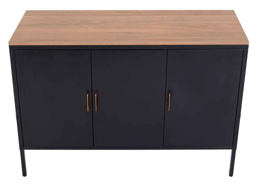 Kommode Sideboard Schrank 3 Türen Metall 90x120x40cm schwarz