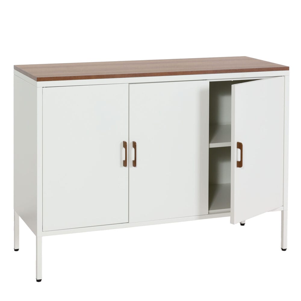 Kommode Sideboard Schrank 3 Türen Metall 90x120x40cm weiss