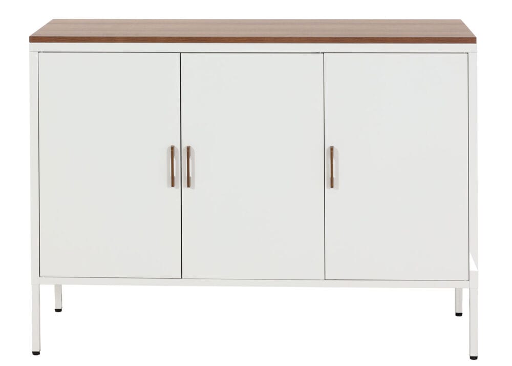 Kommode Sideboard Schrank 3 Türen Metall 90x120x40cm weiss