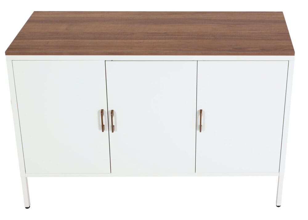 Kommode Sideboard Schrank 3 Türen Metall 90x120x40cm weiss