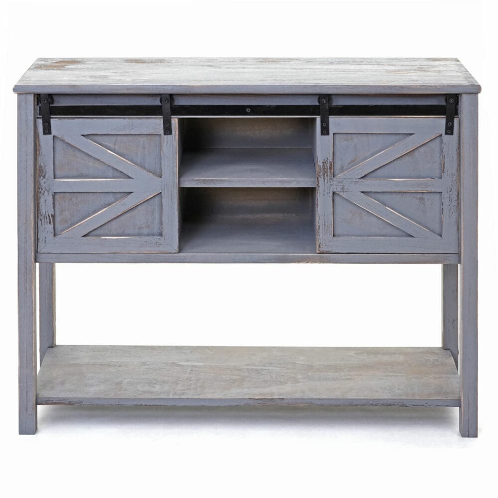 Kommode Sideboard mit Schiebetür Shabby-Look Vintage dunkelgrau
