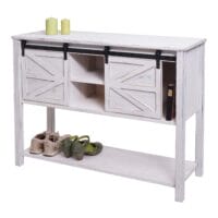 Kommode Sideboard mit Schiebetür Shabby-Look Vintage weiss