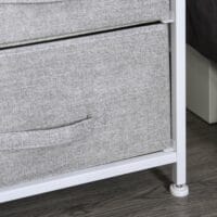 Kommode mit 5 Stoffschubladen Metallrahmen Grau