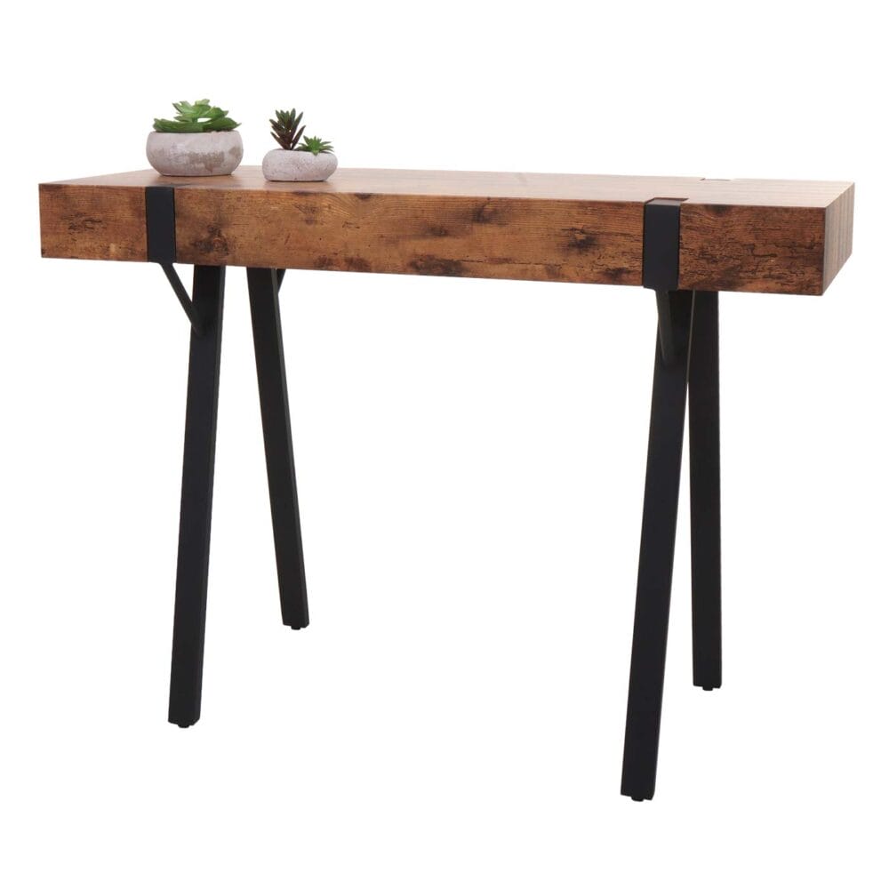 Konsolentisch Beistelltisch Metall 75x100x40cm dunkle Wildeiche