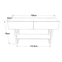 Konsolentisch Lappeenranta 139x43x76cm Eiche rustikal Schwarz