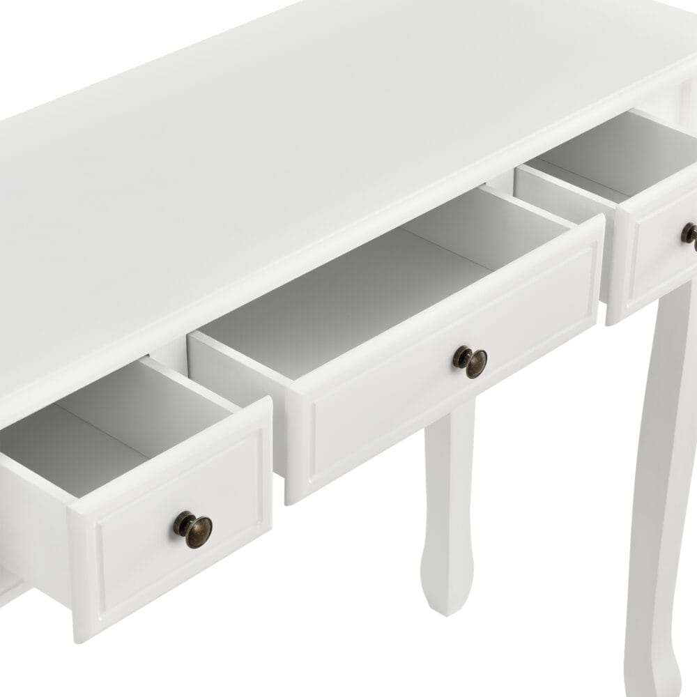 Konsolentisch Hirschhorn mit 3 Schubladen Weiss