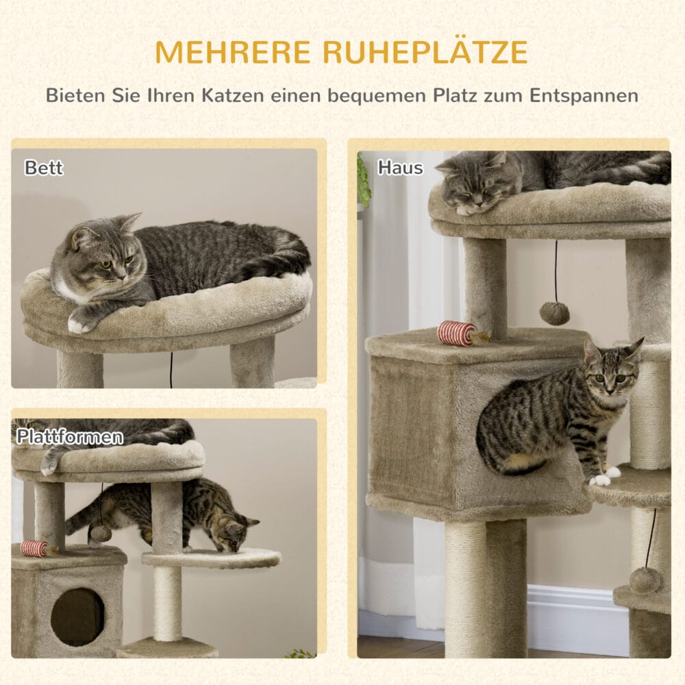 Kratzbaum 94cm Kletterbaum Katzenbaum mit Katzenhöhle Spielball