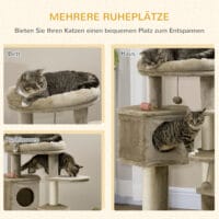 Kratzbaum 94cm Kletterbaum Katzenbaum mit Katzenhöhle Spielball