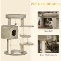 Kratzbaum 94cm Kletterbaum Katzenbaum mit Katzenhöhle Spielball