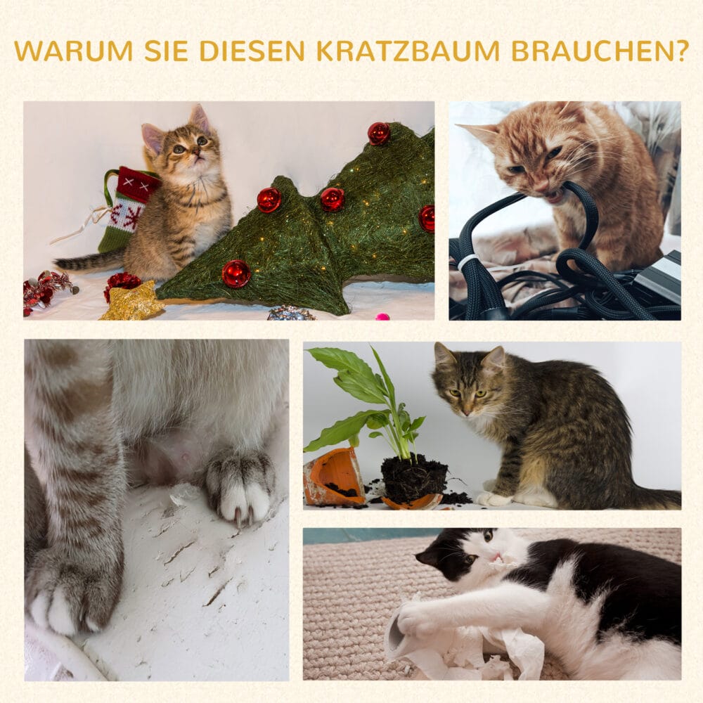 Kratzbaum 94cm Kletterbaum Katzenbaum mit Katzenhöhle Spielball