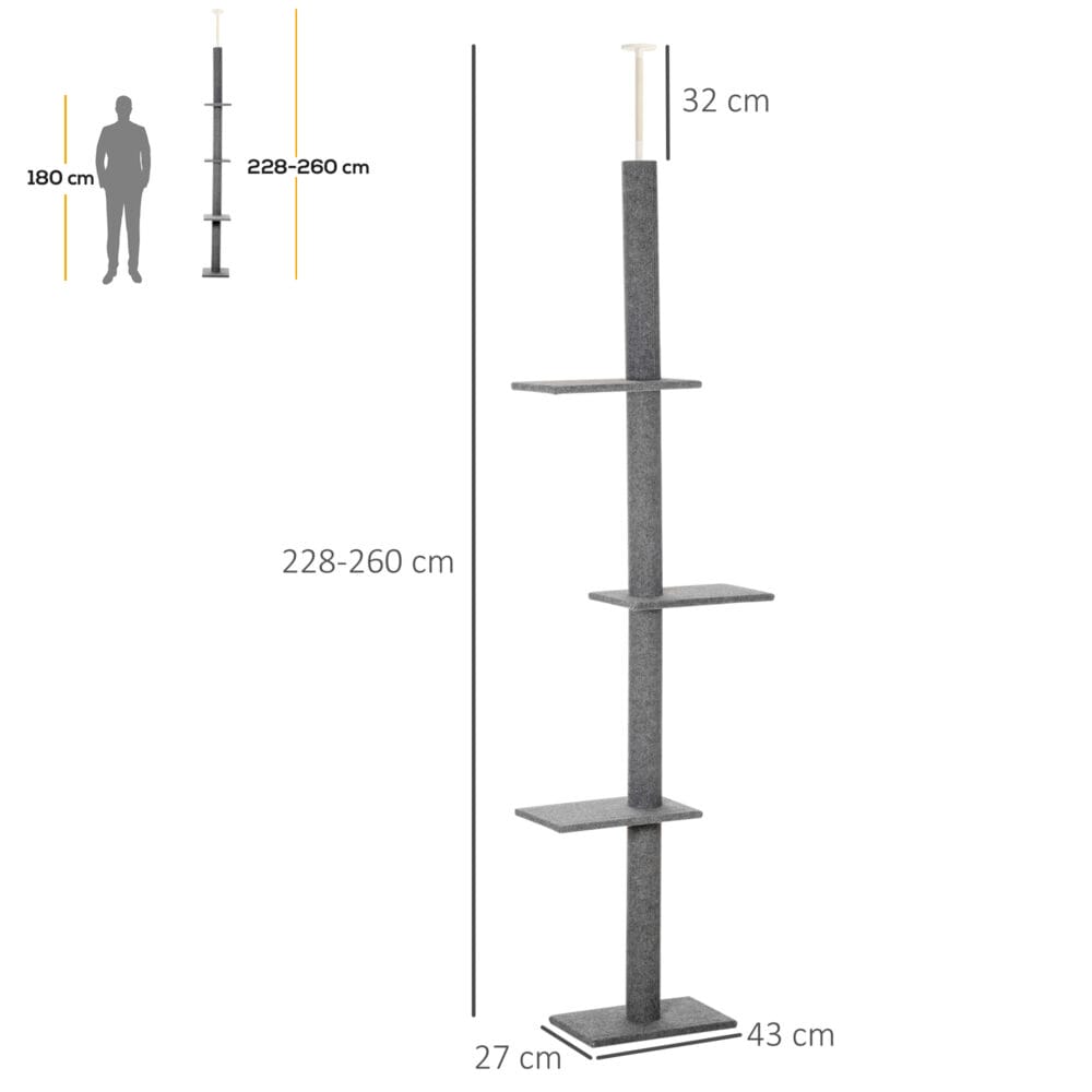 Kratzbaum Katzenbaum Höhenverstellbar 43x27x228-260cm