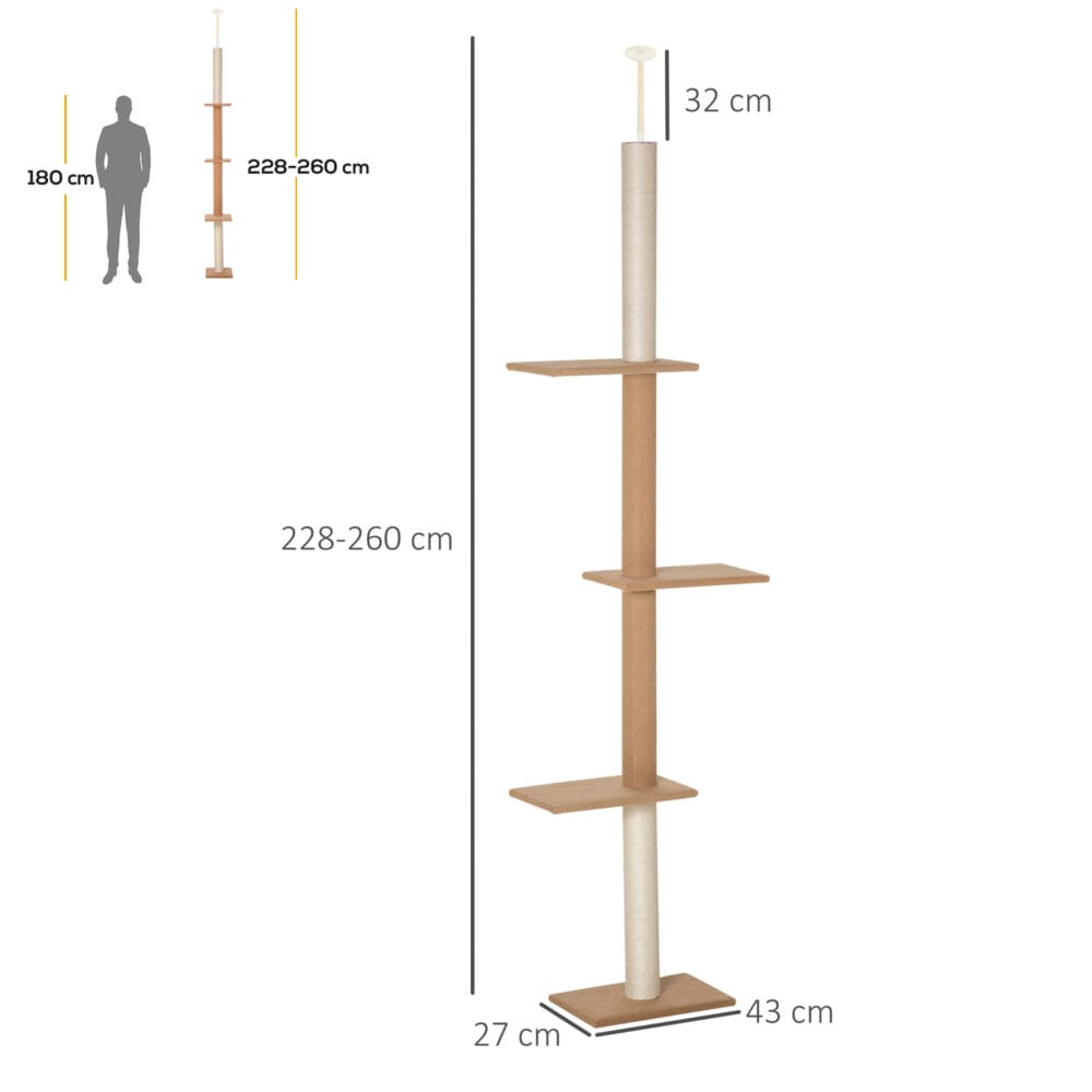 Kratzbaum Katzenbaum Höhenverstellbar 43x27x228-260cm