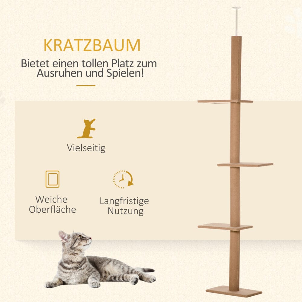 Kratzbaum Katzenbaum Höhenverstellbar 43x27x228-260cm