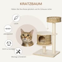 Kratzbaum Rattan Katzenbaum Kletterbaum Höhe 95 cm