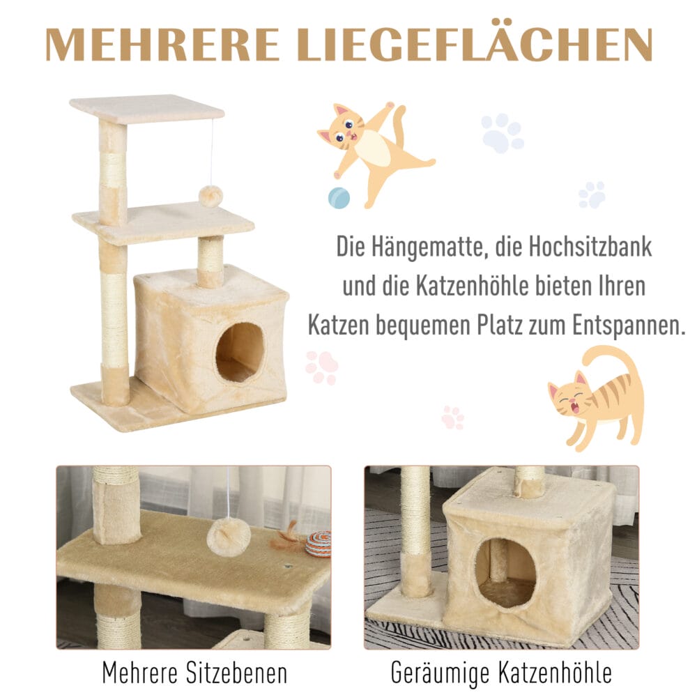 Kratzbaum mit Sisal Katzenbaum Kletterbaum 50x30x80cm