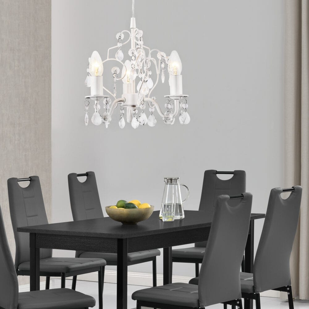 Kronleuchter Luzern 140 cm dreiflammig E14 Weiss Metall