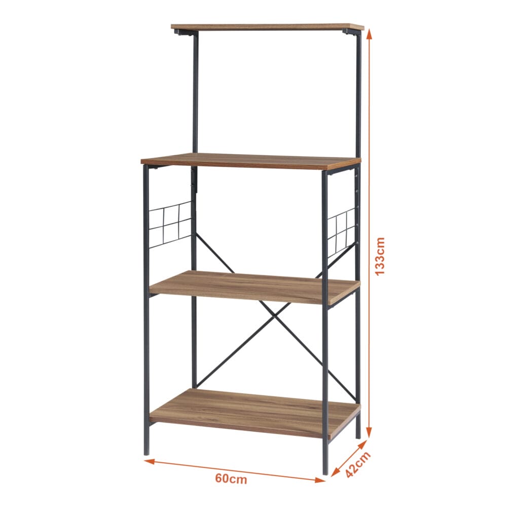 Standregal mit 4 Ablageflächen 133x60x42cm Schwarz