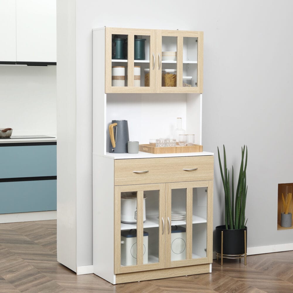 Küchenschrank Buffet 180 cm mit Glastüren Geschirrschrank 