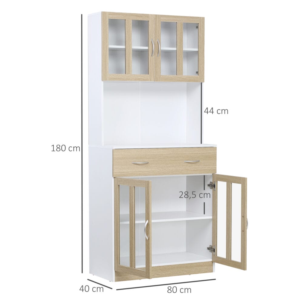 Küchenschrank Buffet 180 cm mit Glastüren Geschirrschrank 