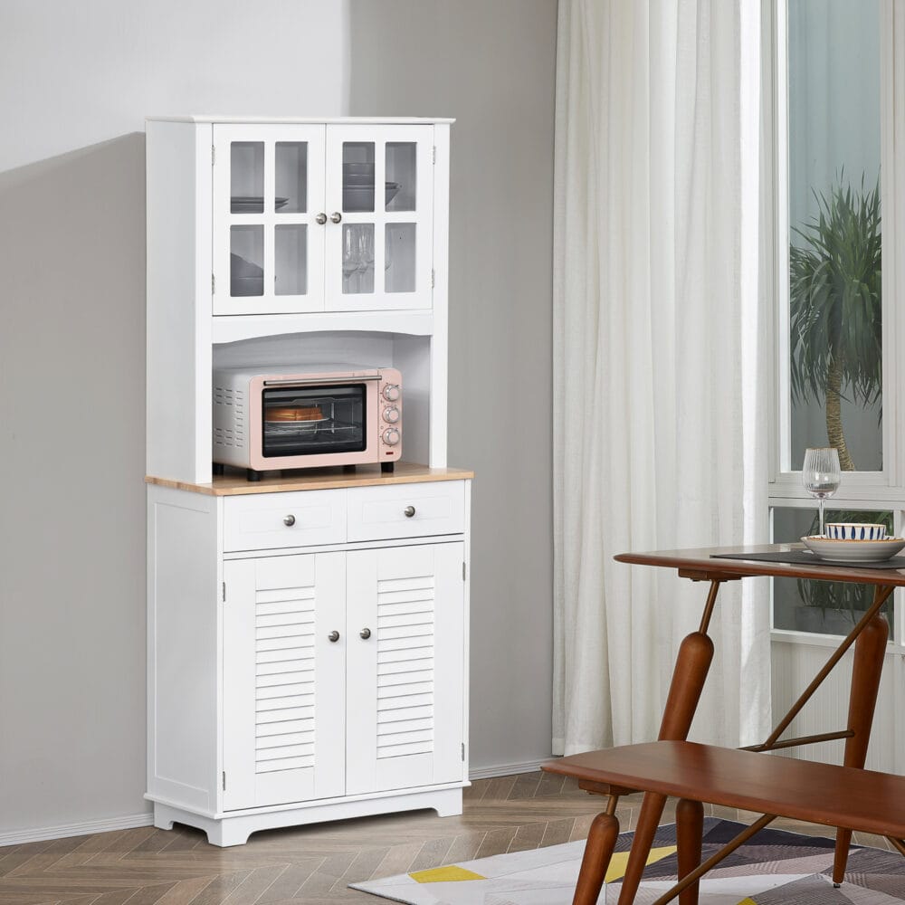 Küchenschrank Buffet Vitrine Landhaus Weiss 68 x 39.5 x 170 cm