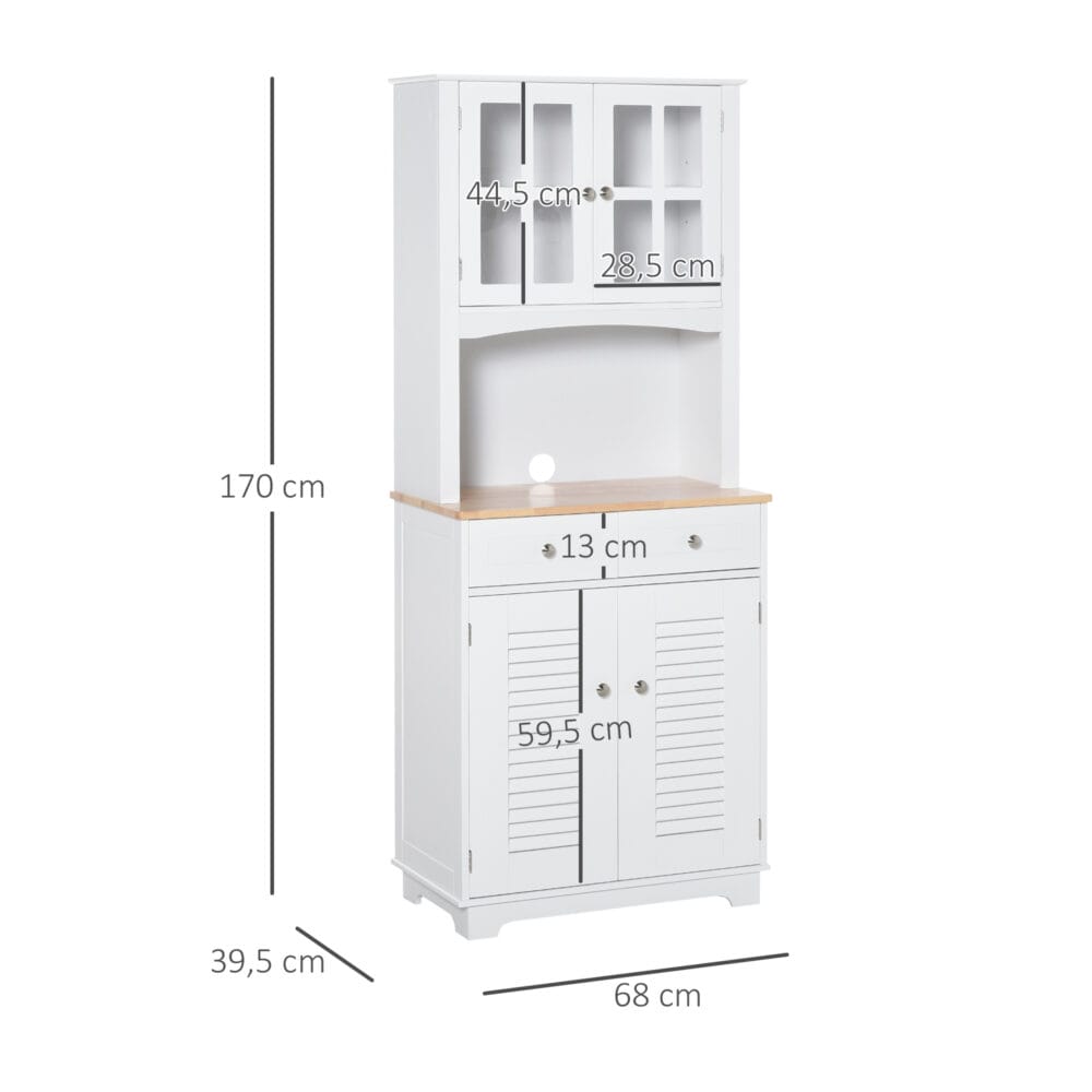 Küchenschrank Buffet Vitrine Landhaus Weiss 68 x 39.5 x 170 cm