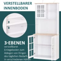 Küchenschrank Buffet Vitrine Landhaus Weiss 80 x 37 x 183 cm