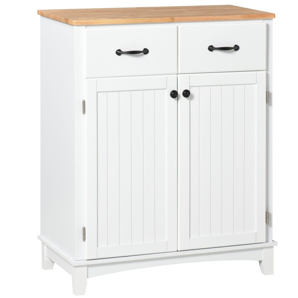 Küchenschrank Kommode mit 2 Schubladen Holz Weiss 74x40x915cm