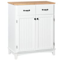 Küchenschrank Kommode mit 2 Schubladen Holz Weiss 74x40x915cm