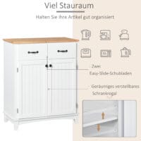 Küchenschrank Kommode mit 2 Schubladen Holz Weiss 74x40x915cm