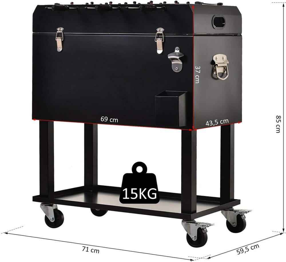 Kühlbox mit Tischkicker Tischfussball 65L Mobil mit Rollen