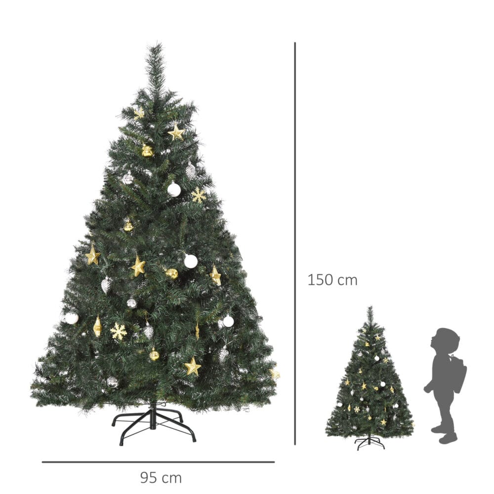 LED Weihnachtsbaum mit Deko 120 LEDs 511 Spitzen Ø95x150Hcm