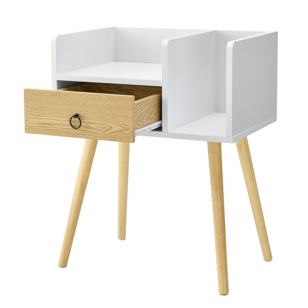 Nachttisch Gibbston 64x50x36 cm mit 2 Ablagen Weiss