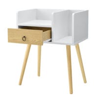 Nachttisch Gibbston 64x50x36 cm mit 2 Ablagen Weiss