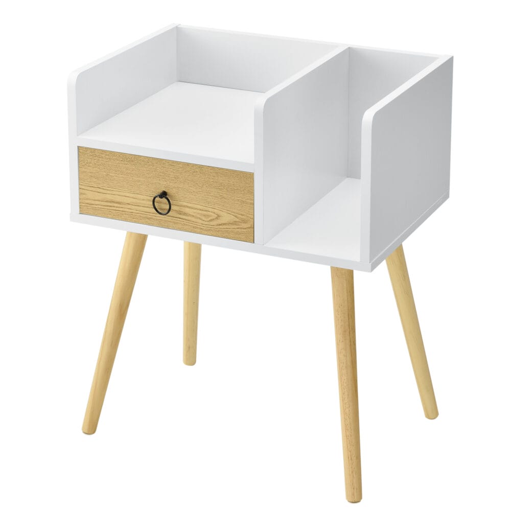 Nachttisch Gibbston 64x50x36 cm mit 2 Ablagen Weiss