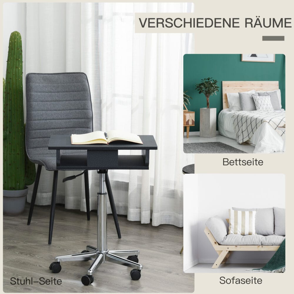 Laptoptisch Laptop Ständer Notebooktisch mit Rollen höhenverstellbar klappbar