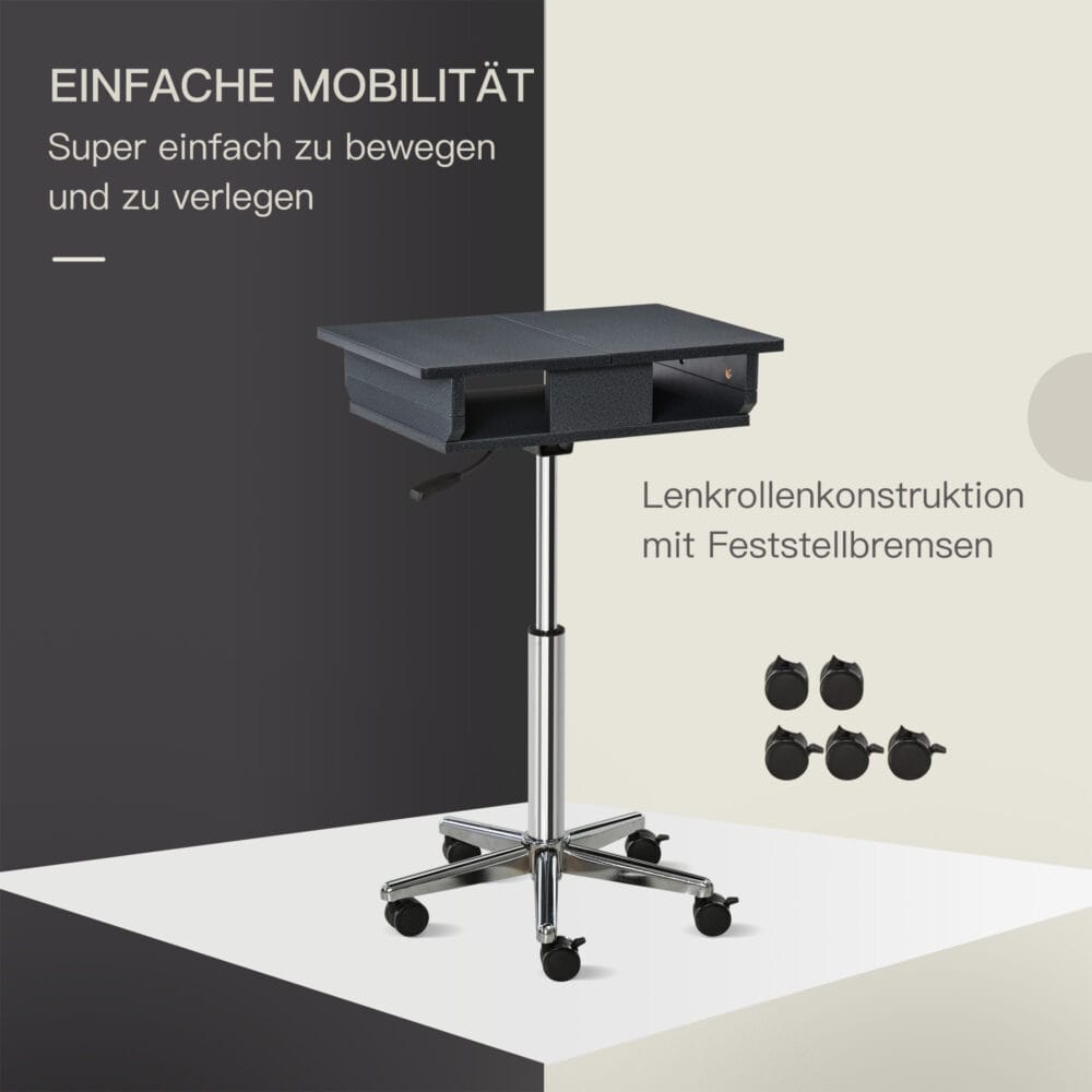 Laptoptisch Laptop Ständer Notebooktisch mit Rollen höhenverstellbar klappbar
