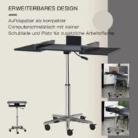 Laptoptisch Laptop Ständer Notebooktisch mit Rollen höhenverstellbar klappbar