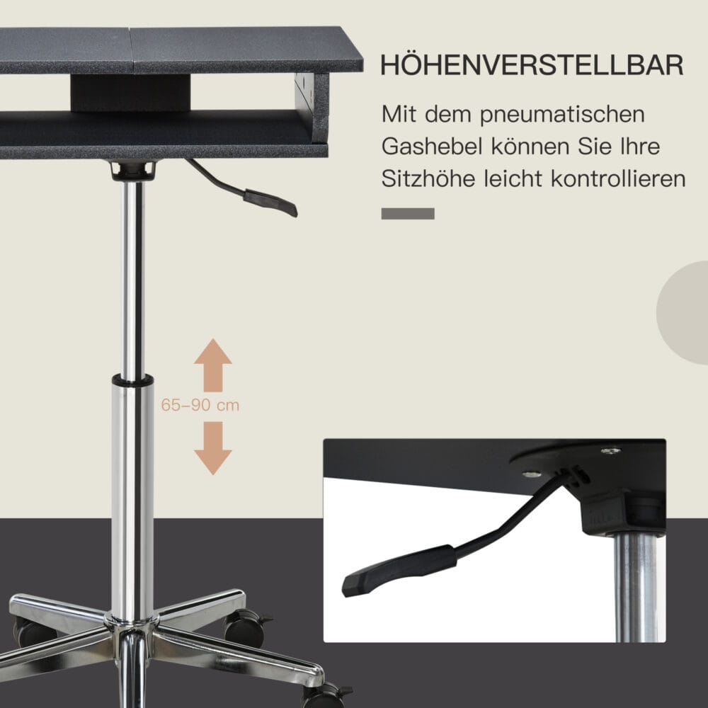 Laptoptisch Laptop Ständer Notebooktisch mit Rollen höhenverstellbar klappbar