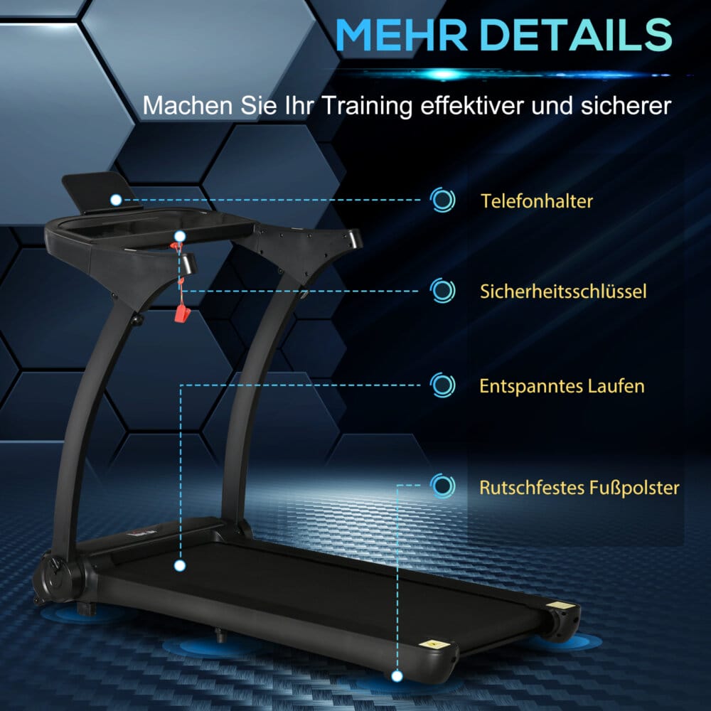 Laufband Fitness klappbar elektrisch mobil 550 W 1-12 km/h LCD-Display