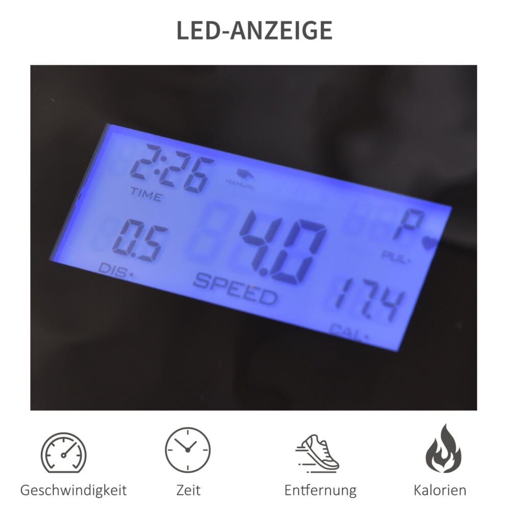 Laufband Klappbar elektrisch 500W 1-12.8 km/h LED-Display