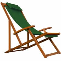 Liegestuhl Deckchair Akazienholz Campingstuhl Grün