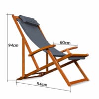 Liegestuhl Deckchair Akazienholz Campingstuhl anthrazit
