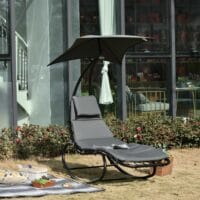 Liegestuhl Schwungliege Gartenliege mit Sonnendach und Auflage