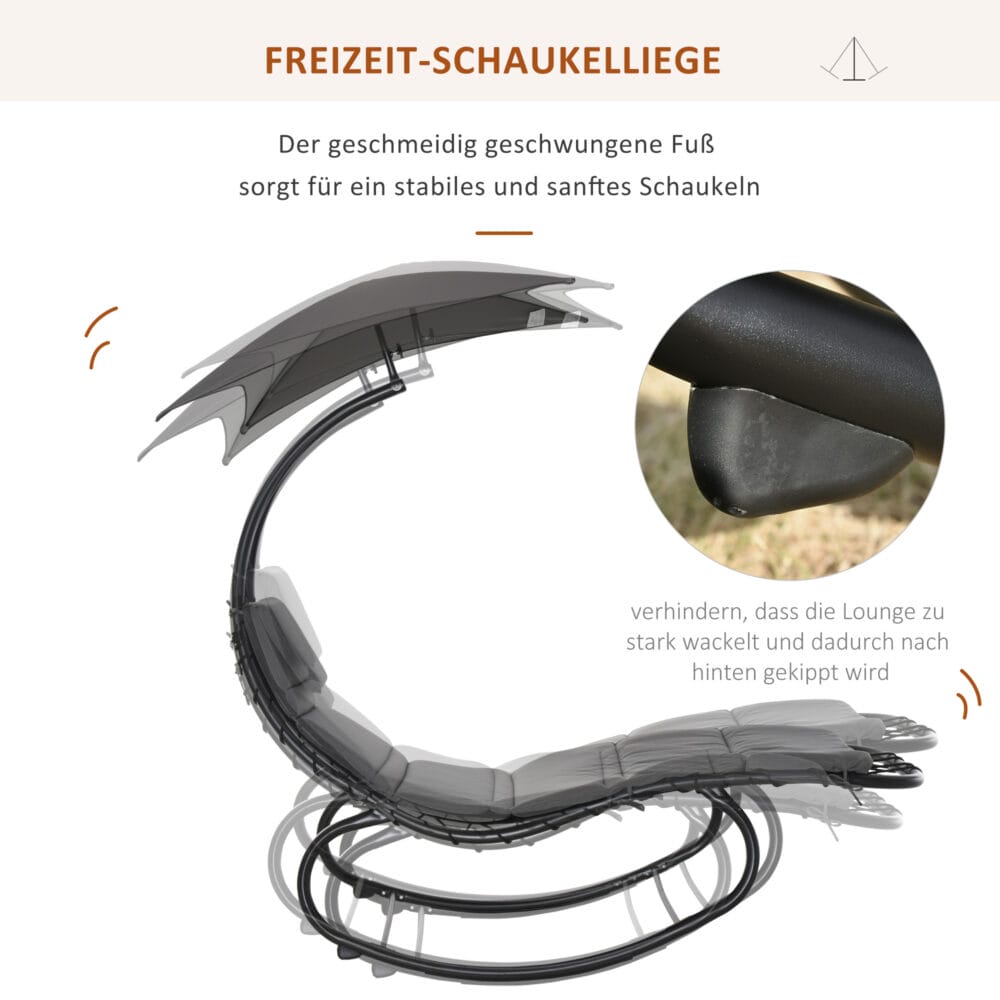 Liegestuhl Schwungliege Gartenliege mit Sonnendach und Auflage