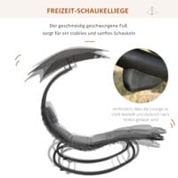 Liegestuhl Schwungliege Gartenliege mit Sonnendach und Auflage