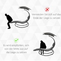 Liegestuhl Schwungliege Gartenliege mit Sonnendach und Auflage