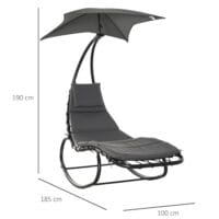 Liegestuhl Schwungliege Gartenliege mit Sonnendach und Auflage