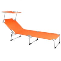 Liegestuhl Sun mit Sonnendach orange - klappbar mit Trageschlaufen